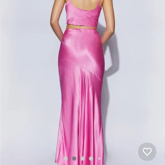 Poppy Satin Maxi Skirt - Pink - Picture 2 of 7